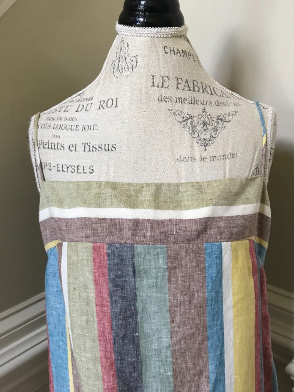 Staud Laura Linen Stripe Maxi Dress Womens Large Green Blue Sleeveless Rainbow - Picture 6 of 13